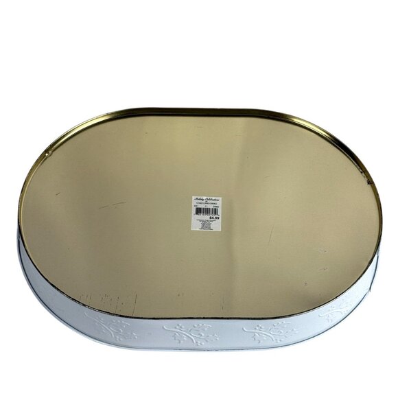 Christopher Radko Holiday Celebrations Oval Christmas Platter Metal 16" x 12" - Picture 3 of 8